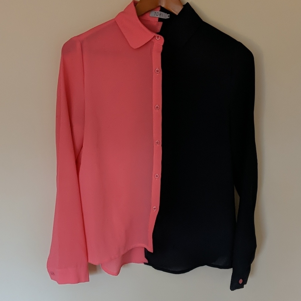 Tobi colorblock button down blouse